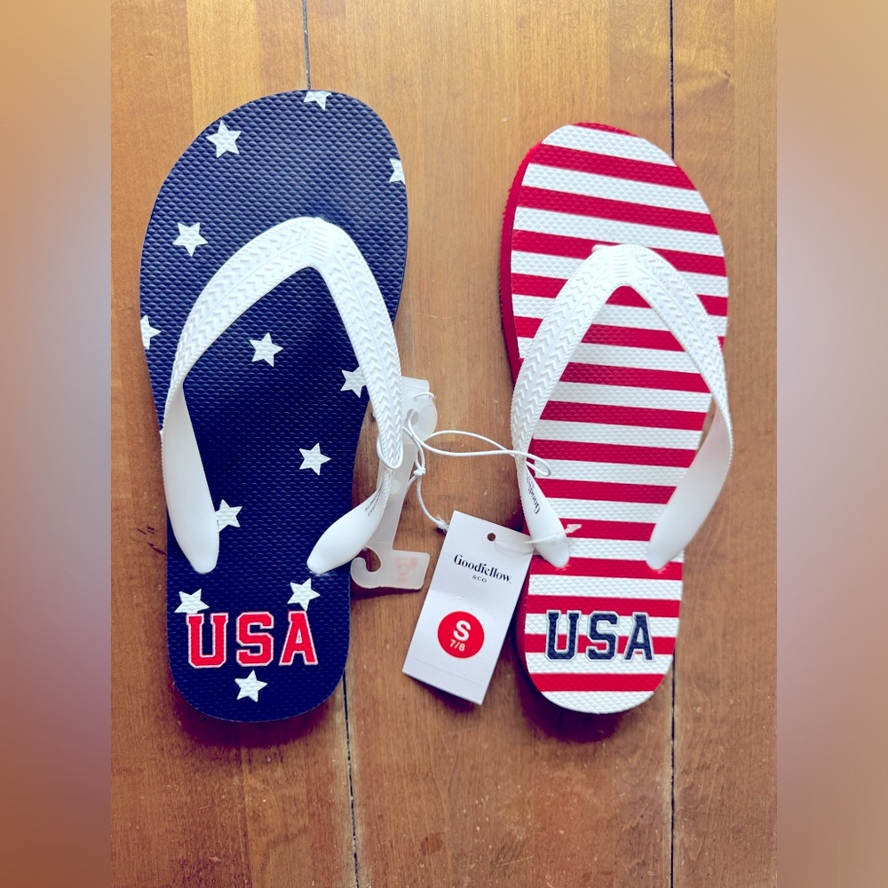 USA Flip Flops red, white, and blue